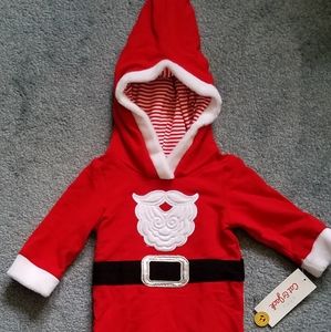 NWT Cat & Jack Santa Hooded Romper 3-6m
